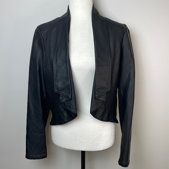 dCasual Jackets & Blazers - dCasual Black Faux Leather Open Front Jacket. Sz L